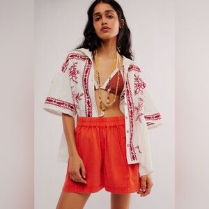 Free People Get Free Poplin Pull-On Shorts
